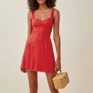 Reformation Humphrey Dress Red/White Polka Dot